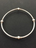 Old Pawn Mexico Hand Made Sterling Silver Bangle Bracelet w/ Silver Bead Stations