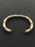 Heavy Hand Made Gold-Tone Sterling Silver Cuff Bracelet - 30 grams