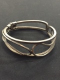 Old Pawn Mexico Large Sterling Silver Cuff Bracelet w/ Snap Clasp - 28 grams