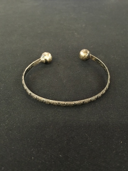 Vintage "Rose" Motif Sterling Silver Cuff Bracelet