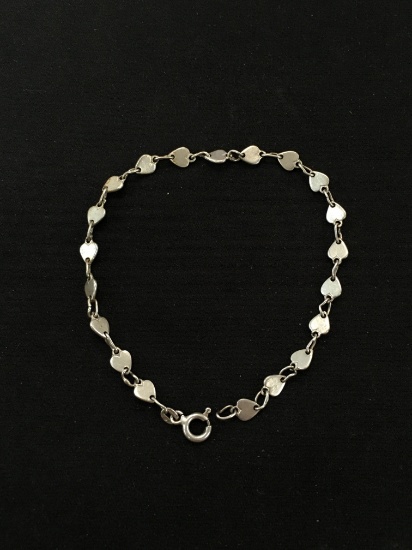 Petite Italian Made 8" Sterling Silver Heart Link Bracelet
