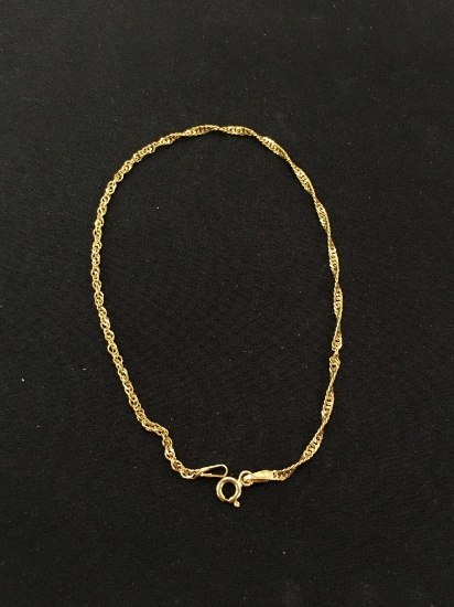 Petite Gold-Tone Italian Made 9" Sterling Silver Rope Bracelet