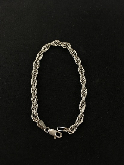 Medium Italian Made 8" Sterling Silver Rope Link Bracelet
