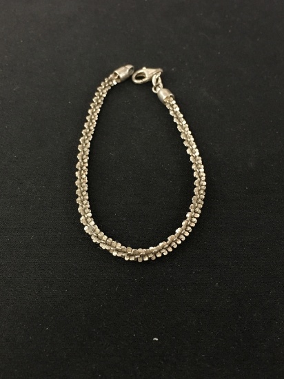 Italian Made Designer Rope Style 7" Sterling Silver Bracelet