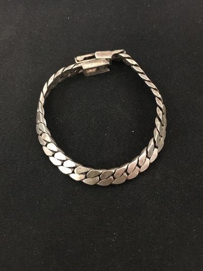 Larger Sterling Silver Flat Serpentine 8" Link Bracelet - 20 grams