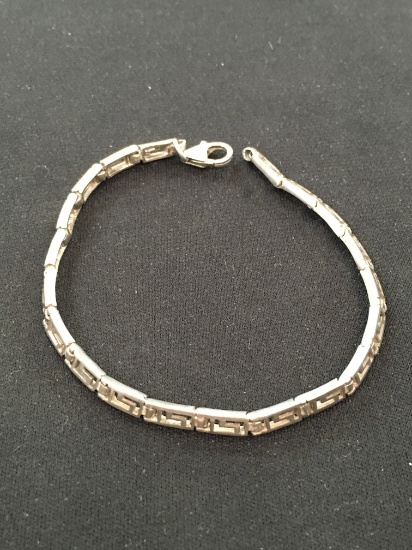 Petite Grecian Scroll Link 7" Sterling Silver Bracelet