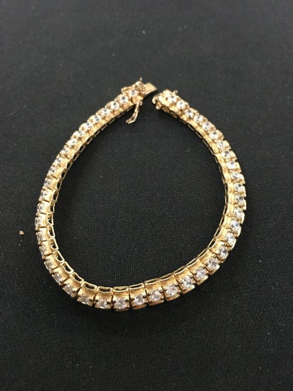 Gold-Tone 8" Sterling Silver White Sapphire Tennis Bracelet