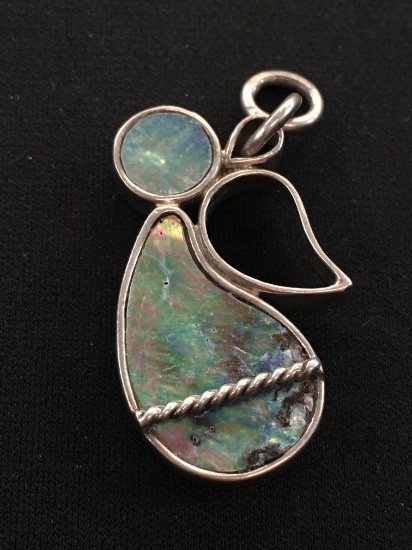Large Hand Made Sterling Silver Abalone "Angel" Pendant