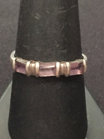 Avon Sterling Silver & Purple Gemstone Ring - Size 8.5