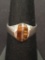 Old Pawn Taxco Sterling Silver & Tiger's Eye Inlay Ring - Size 6.5