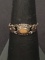 Rare Bone Inlaid Small Sterling Silver Ring - Size 7