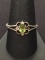 Green Peridot & CZ Sterling Silver Ring - Size 9.75