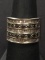 White & Black Gemstone Sterling Silver Ring Band - Size 7.5