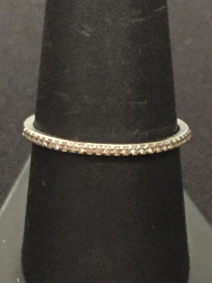 NVC Diamond Lined Sterling Silver Ring - Size 9