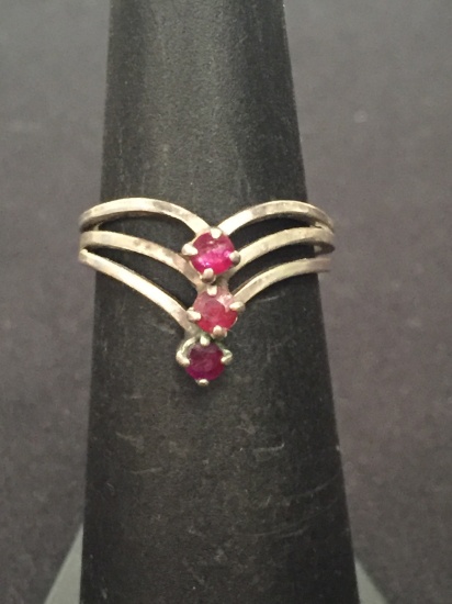 Ruby Sterling Silver Wide Ring Band - Size 5