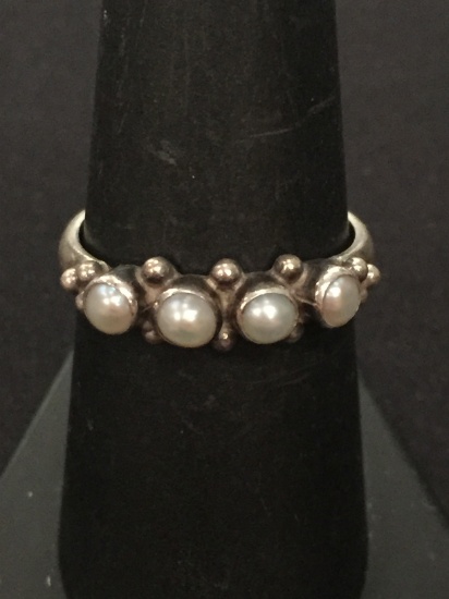 JGD Sterling Silver & Pearl Ring - Size 7.75