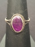 Old Pawn Sterling Silver & Purple Stone Ring - Size 7