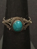 Bali Style Sterling Silver & Turquoise Ring - Size 6.25