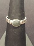 Vintage Ocean Glass Sterling Silver Ring - Size 7