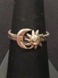 NEW Sterling Silver Moon & Star Ring Band - Size 7.5