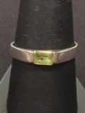 Green Peridot Sterling Silver Ring Band - Size 8.75