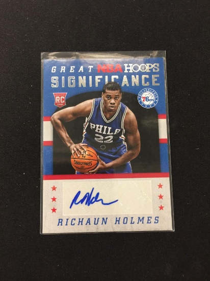 2015-16 Hoops Richaun Holmes 76ers Rookie Autograph Card