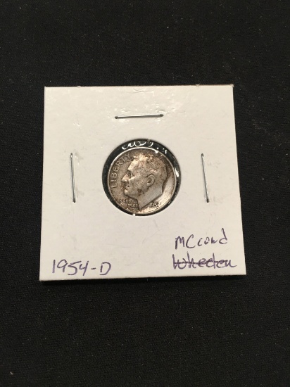 1954-D United States Roosevelt Silver Dime - 90% Silver Coin