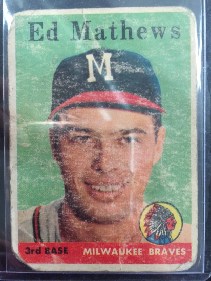 1958 Topps #440 Ed Mathews Braves Vintage Baseball Card