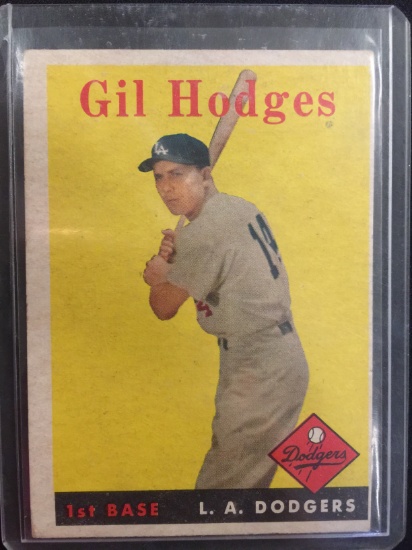 1958 Topps #162 Gil Hodges Dodgers Vintage Baseball Card