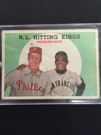 1959 Topps #317 NL Hitting Kings - Richie Ashburn & Willie Mays Vintage Baseball Card