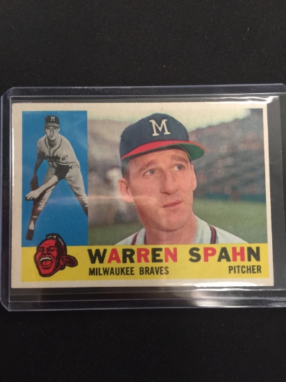 1960 Topps #445 Warren Spahn Braves Vintage Baseball Card