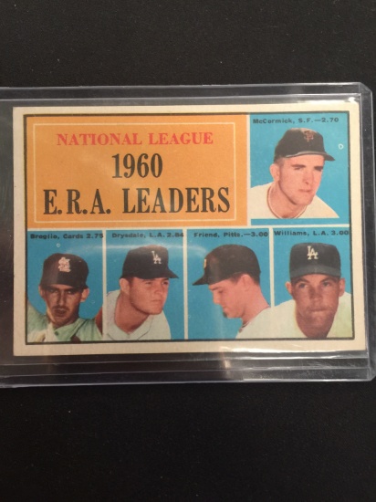 1961 Topps #45 NL ERA Leaders - Don Drysdale Vintage Baseball Card