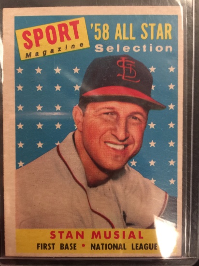 1958 Topps #476 Stan Musial All-Star Cardinals Vintage Baseball Card