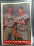 1961 Topps #207 Dodger Southpaws - Sandy Koufax Vintage Baseball Card