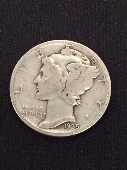 1935-United States Mercury Dime - 90% Silver Coin