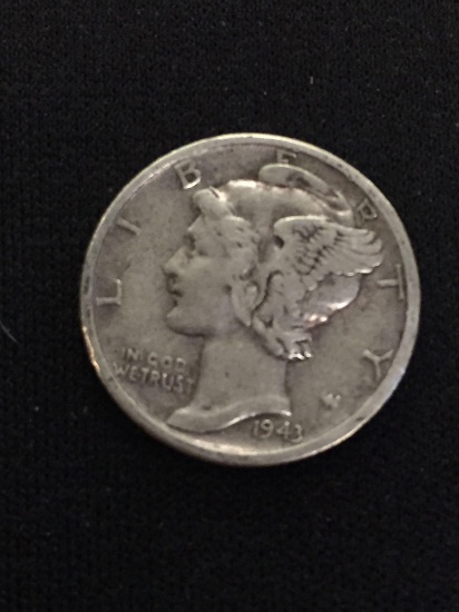 1943-D United States Mercury Silver Dime - 90% Silver Coin