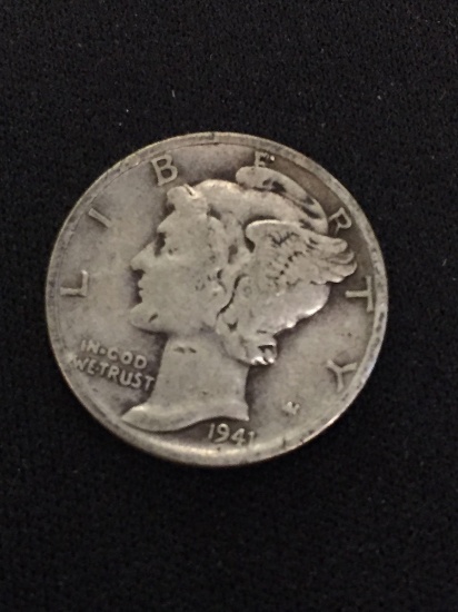 1941-D United States Mercury Silver Dime - 90% Silver Coin