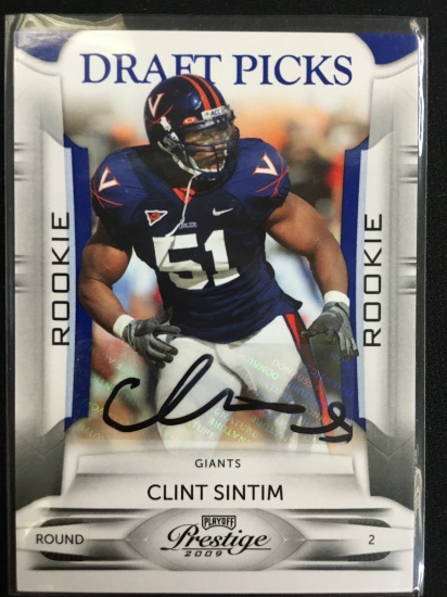 2009 Prestige Clint Sintim Giants Rookie Autograph Football Card