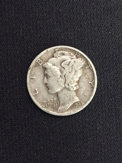 1941 United States Mercury Dime - 90% Silver Coin