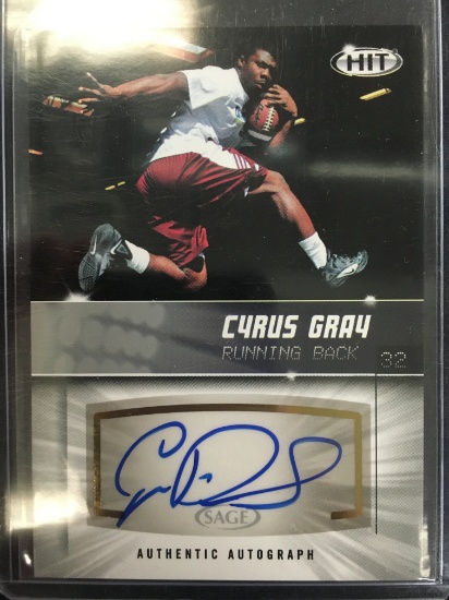 2012 Sage Hit Cyrus Gray Rookie Autograph Football Card