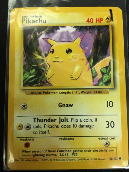 Pokemon Pikachu Base Set 'Yellow Cheeks' Card 58/102