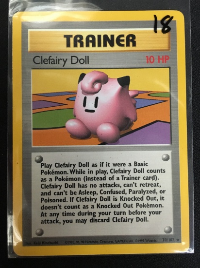 Pokemon Trainer Clefairy Doll Base Set Card 70/102