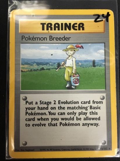 Pokemon Trainer Pokemon Breeder Base Set Rare Card 76/102