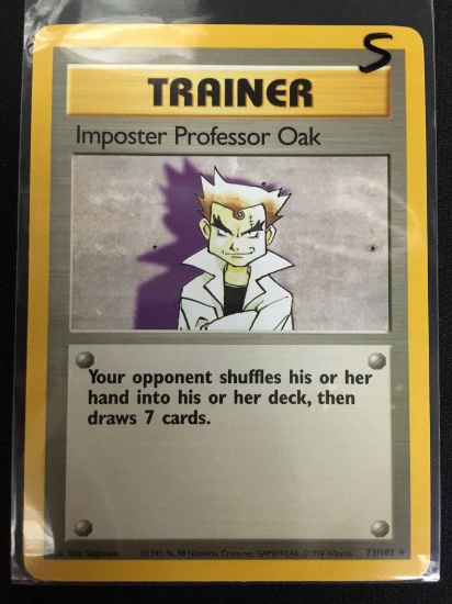 Pokemon Trainer Imposter Professor Oak Base Set Card 73/102