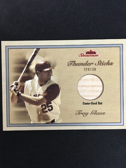 2003 Fleer Showcase Thunder Sticks Troy Glaus Game Used Bat Card