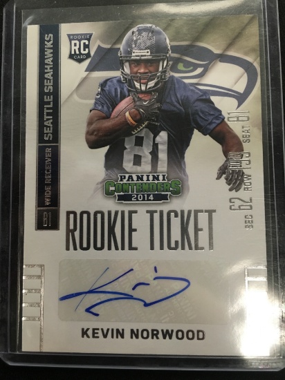 2014 Panini Contenders Kevin Norwood Seahawks Rookie Autograph Football Card