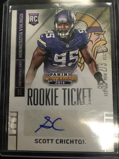 2014 Panini Contenders Scott Crichton Vikings Rookie Autograph Football Card