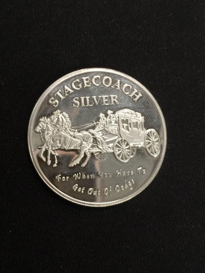 1-Ounce .999 Fine Silver Stagecoach Silver Bullion Round
