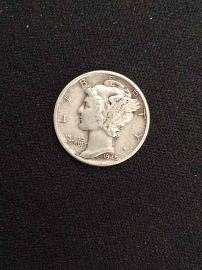 1945-United States Mercury Silver Dime - 90% Silver Coin