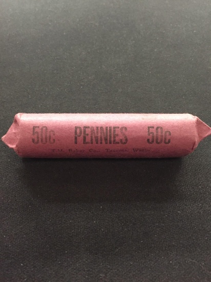 Roll of United States Lincoln Cent Wheat Pennies Labled "1936-S"